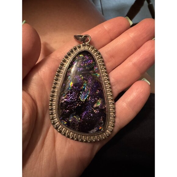 Sterling Silver Dichroic Glass pendant 34.92g - Picture 6 of 7